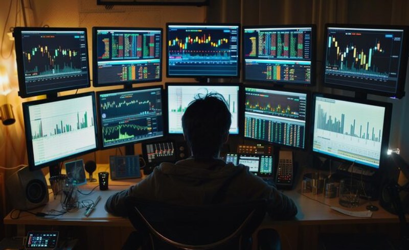 롱 숏 포지션 개념 정리와 외환 시장 수익 구조를 결정짓는 방향성 매매의 필수 전략 27 여러 대의 모니터를 보며 외환 시장을 분석하는 전문 트레이더