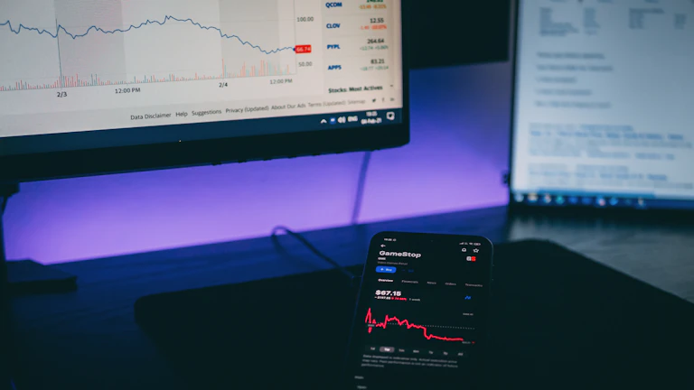 주식 차트를 분석하고 있는 투자자의 모습