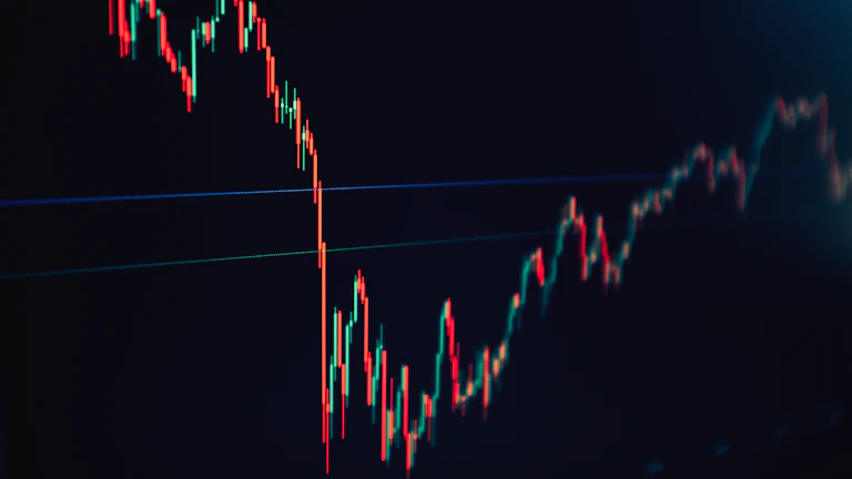 주식 차트 설거지 패턴 주의, 2026년 쌍봉 찍고 거래량 터지며 하락할 때 26 주식 시장 폭락을 상징하는 이미지