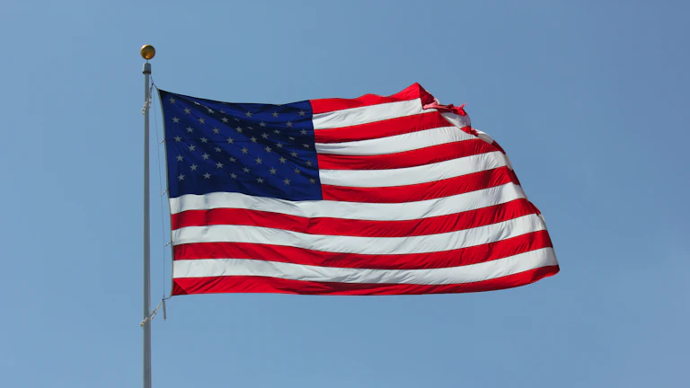 미국 국기와 돈뭉치