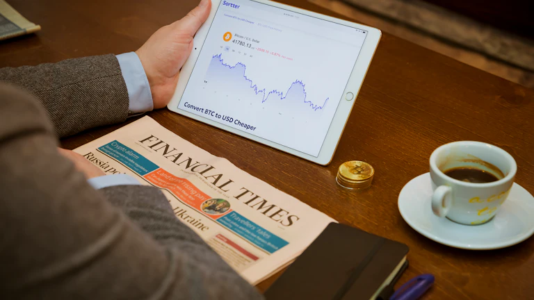 미국 장기채 ETF 비교 보수 아껴 수익률 보호 26 태블릿으로 금융 데이터를 분석하는 모습