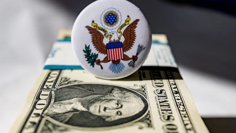 미국 국채 증권과 금융 서류 이미지